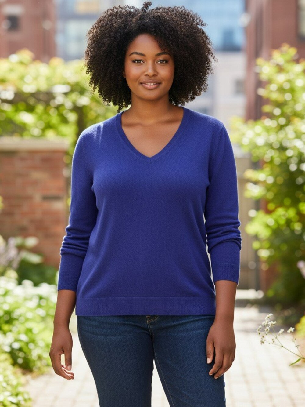 Talbots Womens Size 1X Royal Blue Long Sleeve Modern V Neck Pullover Sweater